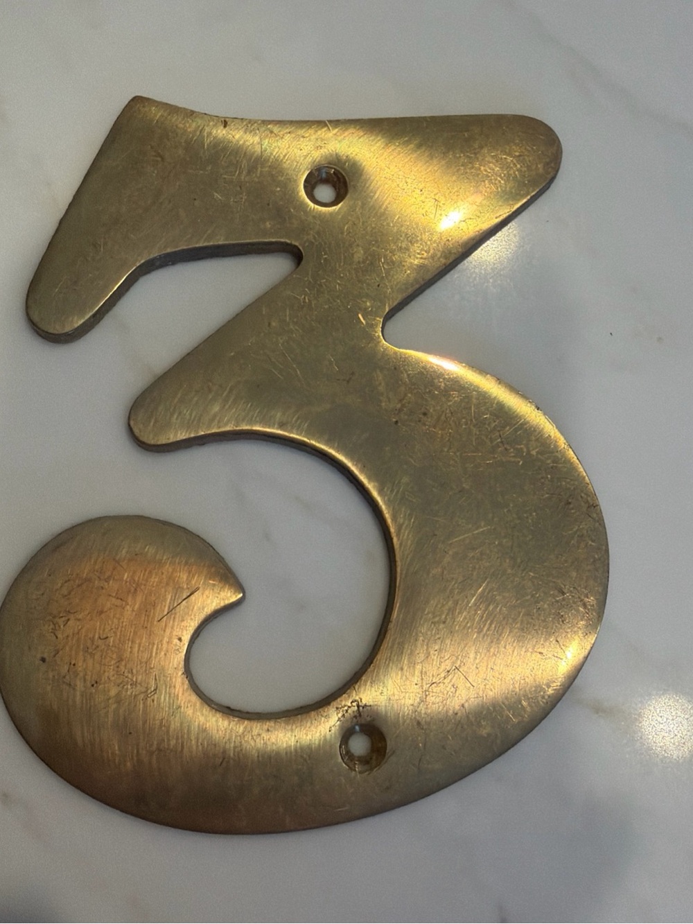 Vintage Solid Brass House Number 3 – Decorative Wall Hook Made in Spain